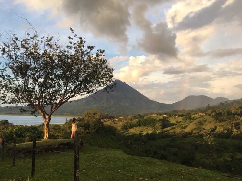 Arenal Volcano and Chato above Lake Arenal
