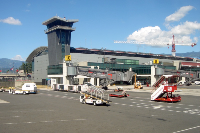 Control tower and terminal at Juan Santamaría International Airport near San José, Costa Rica